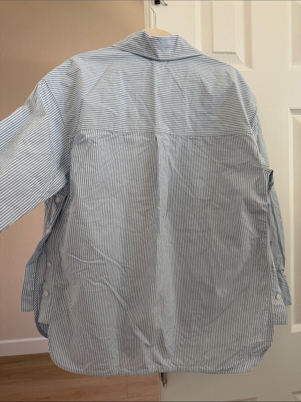 COS Light Blue and White Stripe Cotton Button-Down Shirt - Picture 5 of 6